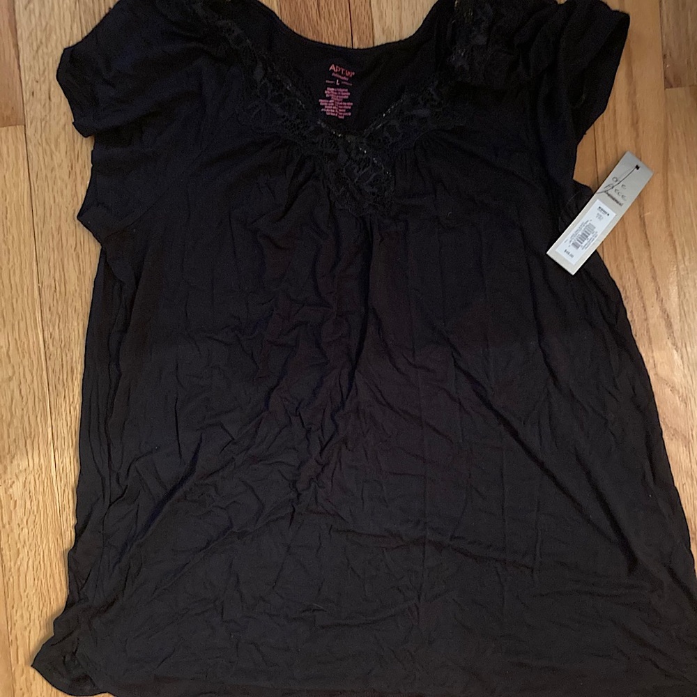 Black Lace Vneck PJ Top-NWT-Women’s Large -Kohl’s